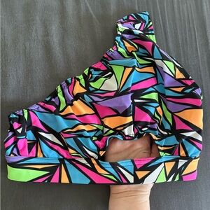 Rolita Couture Geometric Print One-Shoulder Top